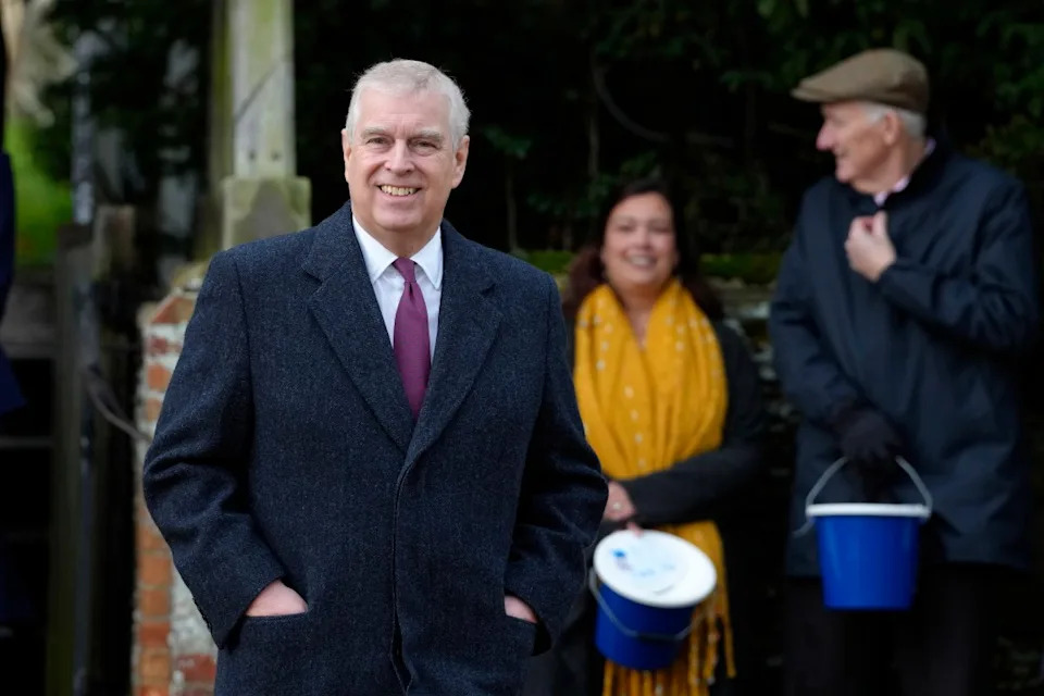 FILE -Prince Andrew leaves after attending the Christmas day service at St Mary Magdalene Church in Sandringham in Norfolk, England, Sunday, Dec. 25, 2022. (AP Photo/Kirsty Wigglesworth, File)