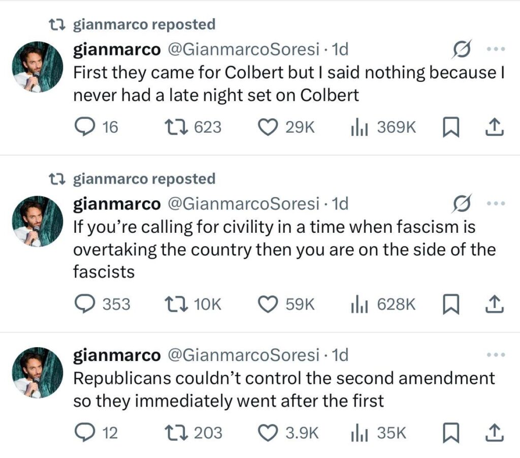 Gianmarco Soresi: “If you’re calling for civility in a time when fascism is overtaking the country then you are on the side of the fascists”
