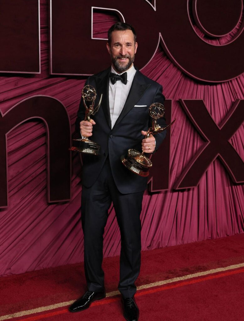2x Emmy Winner Noah Wyle wore a first-of-its-kind FIGS tuxedo, made in celebration of healthcare workers everywhere, at the 77th Primetime Emmy Awards in Los Angeles, California. (September 14, 2025)