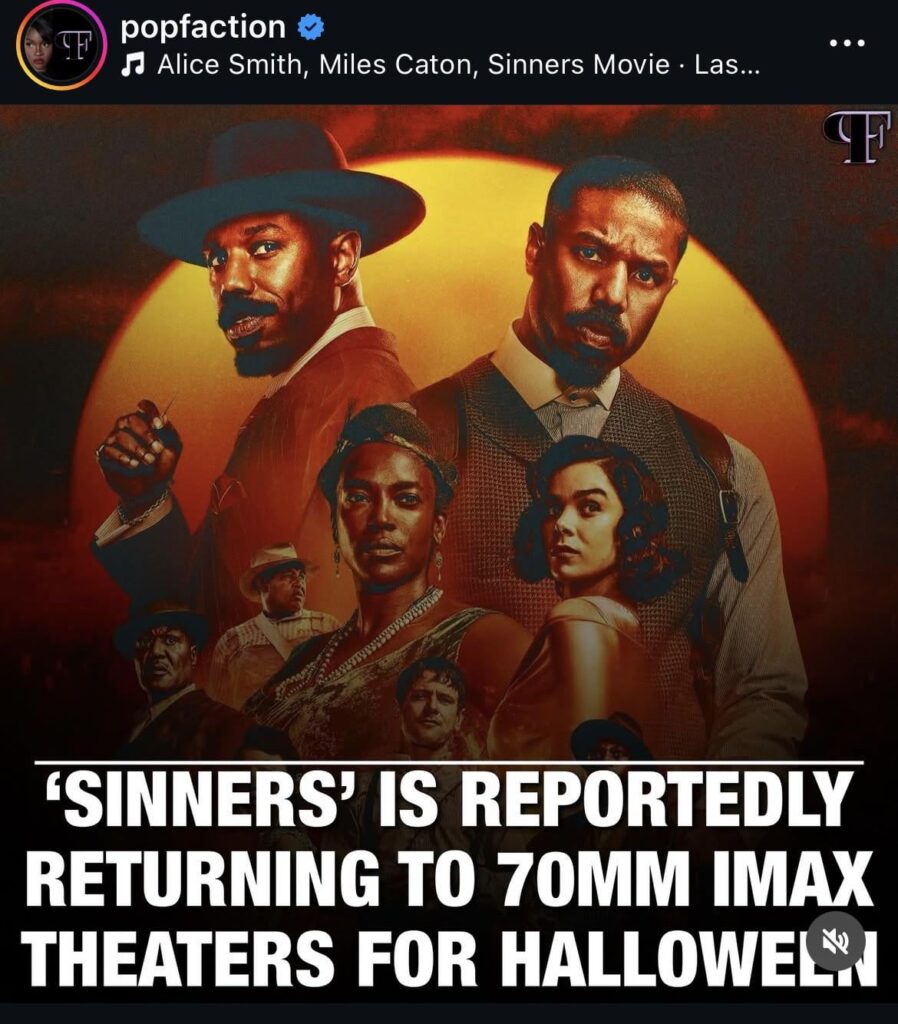‘SINNERS’ will reportedly return to 70mm IMAX theaters for Halloween
