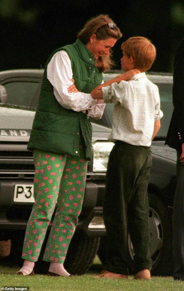 Harry chats to Legge-Bourke at Cirencester Polo Club in June 1997