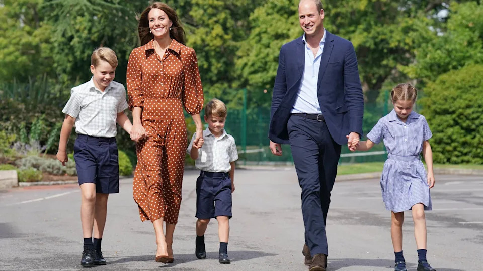 Prince George, Princess Charlotte and Prince Louis accompanied by their parents, Prince William and Kate Middleton.Photo by Jonathan Brady - Pool&sol;Getty Images