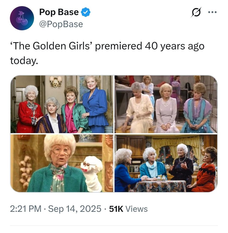Golden Girls premiered 40 years ago today