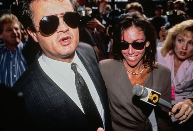 Vinnie Zuffante/Getty Heidi Fleiss (right) with her attorney Anthony Brooklier, outside court in 1993