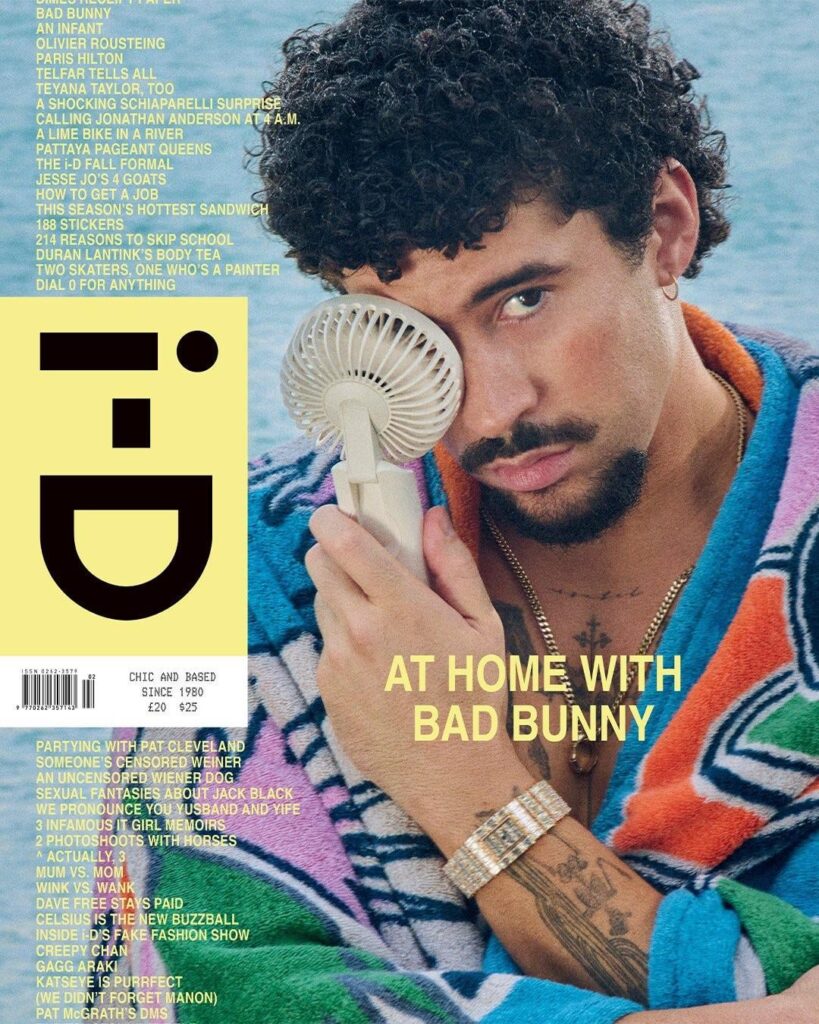 Bad Bunny covers the latest issue of i-D. Photographed by Ryan McGinley & styled by Thom Bettridge.