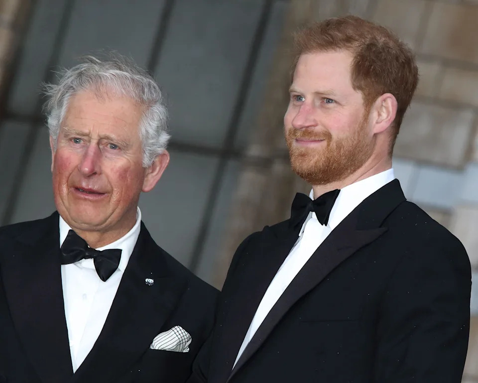April 4, 2019 - London, United Kingdom - HRH Prince Harry with HRH Prince Charles at the World Premiere of Netflix's Our Planet at the Natural History Museum, Kensington (Credit Image: © Keith Mayhew/SOPA Images via ZUMA Wire)