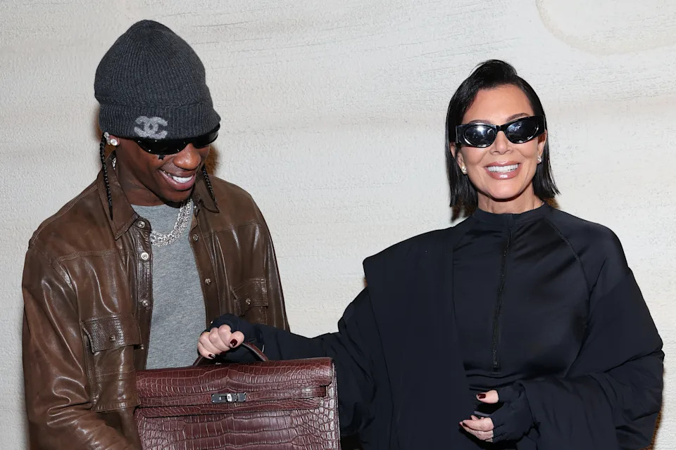 2237351411 NEW YORK, NEW YORK - SEPTEMBER 24: (L-R) Travis Scott and Kris Jenner attend the NikeSKIMS Launch Event at Nike House of Innovation on September 24, 2025 in New York City. (Photo by Kevin Mazur/Getty Images for SKIMS)