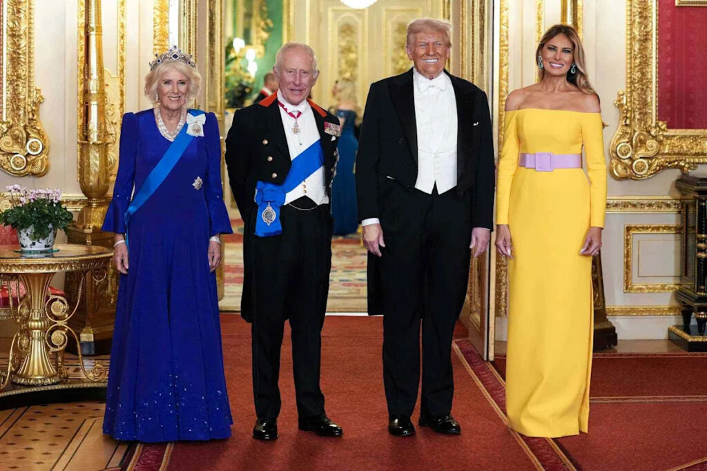Queen Camilla Sparkles in Sapphire Tiara as Melania Trump Makes Bold Yellow and Pink Statement at State Banquet