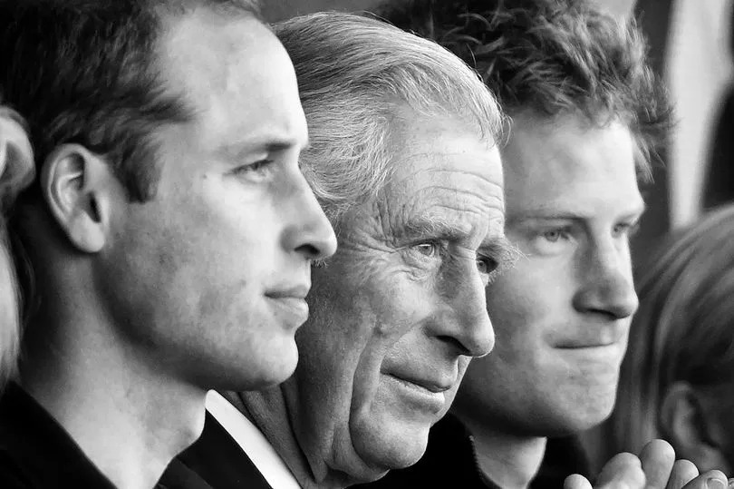 Prince William, King CHarles, and PRince Harry