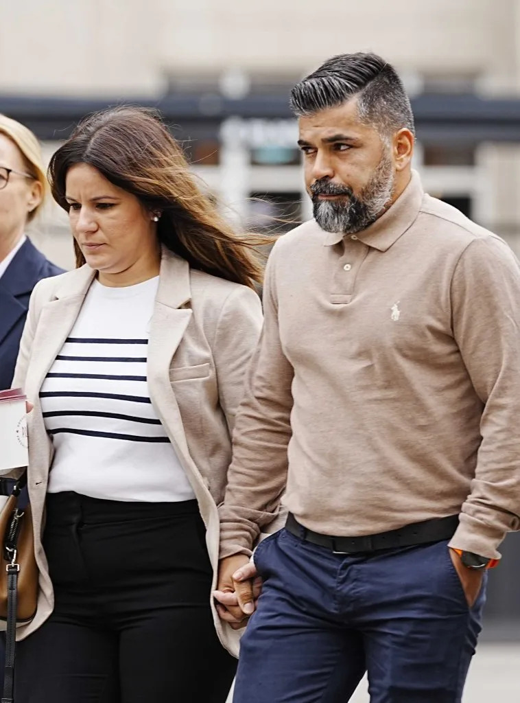 Alice da Silva Aguiar’s parents Sergio and Alex at Liverpool Town Hall on September 15. ZUMAPRESS.com