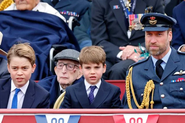 ALASTAIR GRANT/POOL/AFP via Getty Prince George, Prince Louis and Prince William attend a military procession to mark the 80th anniversary of VE Day on May 5, 2025.