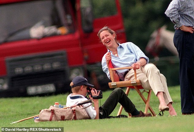 Harry and 'big sister' Tiggy are pictured having fun at a polo match in 1997