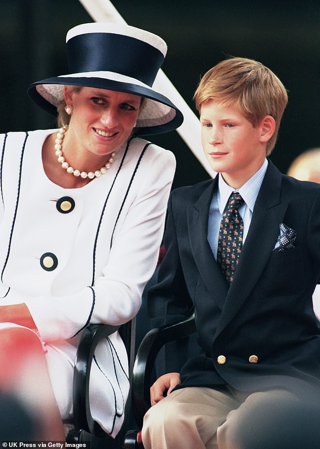 Harry is pictured with his beloved mother, Princess Diana, who died on August 31, 1997
