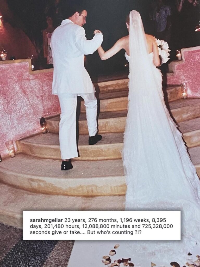 Sarah Michelle Gellar celebrates her 23rd wedding anniversary with Freddie Prinze Jr. in a new IG post: “23 years, 276 months, 1,196 weeks, 8,395 days, 201,480 hours, 12,088,800 minutes and 725,328,000 seconds give or take…. But who’s counting ?!?"