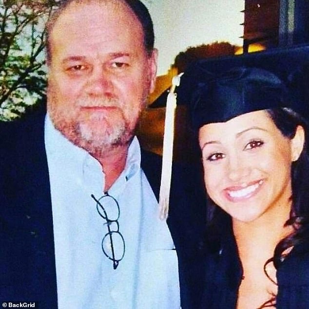 Meghan Markle is pictured with her father, Thomas Markle, at her college graduation