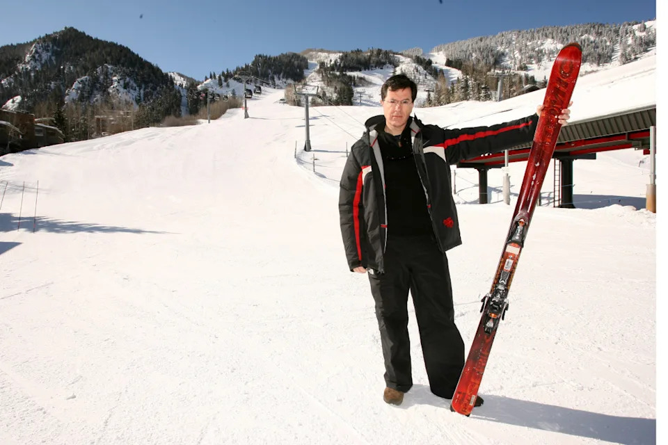 <em>Stephen Colbert serving looks with a pair of Atomic R:Ex's like it's 2003 (it was 2007). </em>