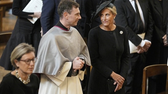 The Duchess of Edinburgh arrives for the Requiem Mass service for the Duchess of Kent, at Westminster Cathedral, central London, September 16, 2025. (via REUTERS)