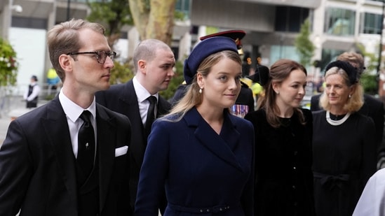 Timothy Vesterberg and Flora Vesterberg arriving for the Requiem Mass service for the Duchess of Kent, at Westminster Cathedral, central London, September 16, 2025.. Jordan Pettitt/Pool via REUTERS(via REUTERS)