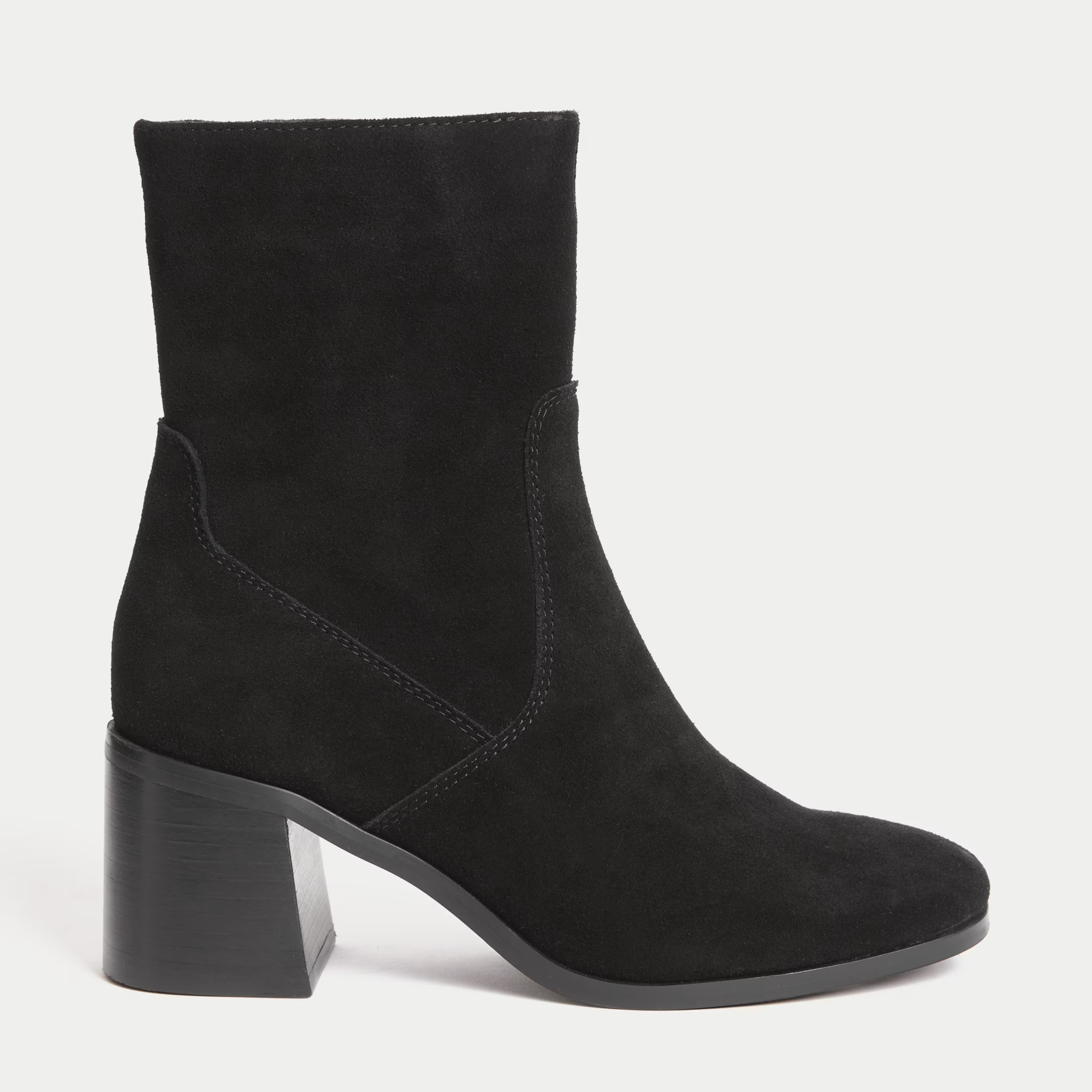 M&amp;S Suede Block Heel Ankle Boots