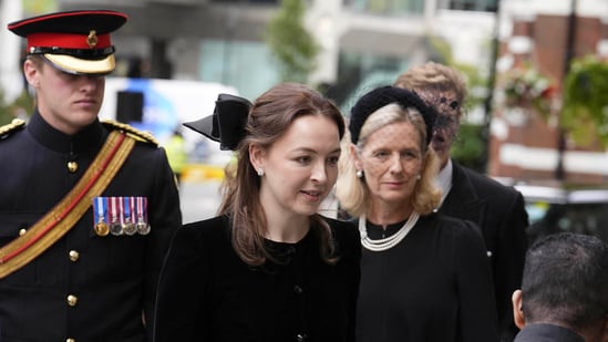 Zenouska Mowatt arrive for the funeral of the Duchess of Kent at Westminster Cathedral in London, Tuesday, Sept. 16, 2025. (Jordan Pettitt/Pool Photo via AP)(AP)