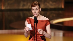 Britt Lower accepts the Outstanding Lead Actress in a Drama Series award for "Severance" onstage during the 77th Primetime Emmy Award