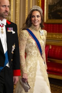 WINDSOR, ENGLAND - SEPTEMBER 17:  Catherine, Princess of Wales and Prince William, Prince of Wales arrive for the State Banquet hosted by King Charles III and members of the Royal Family at Windsor Castle during the state visit by the President of the United States of America on September 17, 2025 in Windsor, England. President Trump is in England from Sept. 16-18 on his second UK state visit, with the previous one taking place in 2019 during his first presidential term.  (Photo by Aaron Chown-WPA Pool/Getty Images)