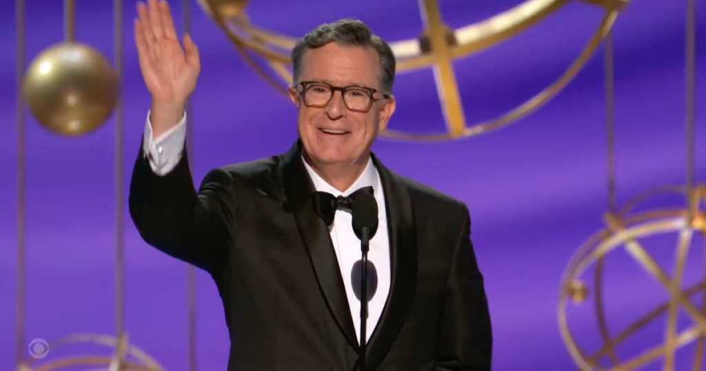 Colbert Gets Massive Standing O at Emmys: ‘Anyone Hiring?’ Colbert Gets Massive Standing O at Emmys: ‘Anyone Hiring?’