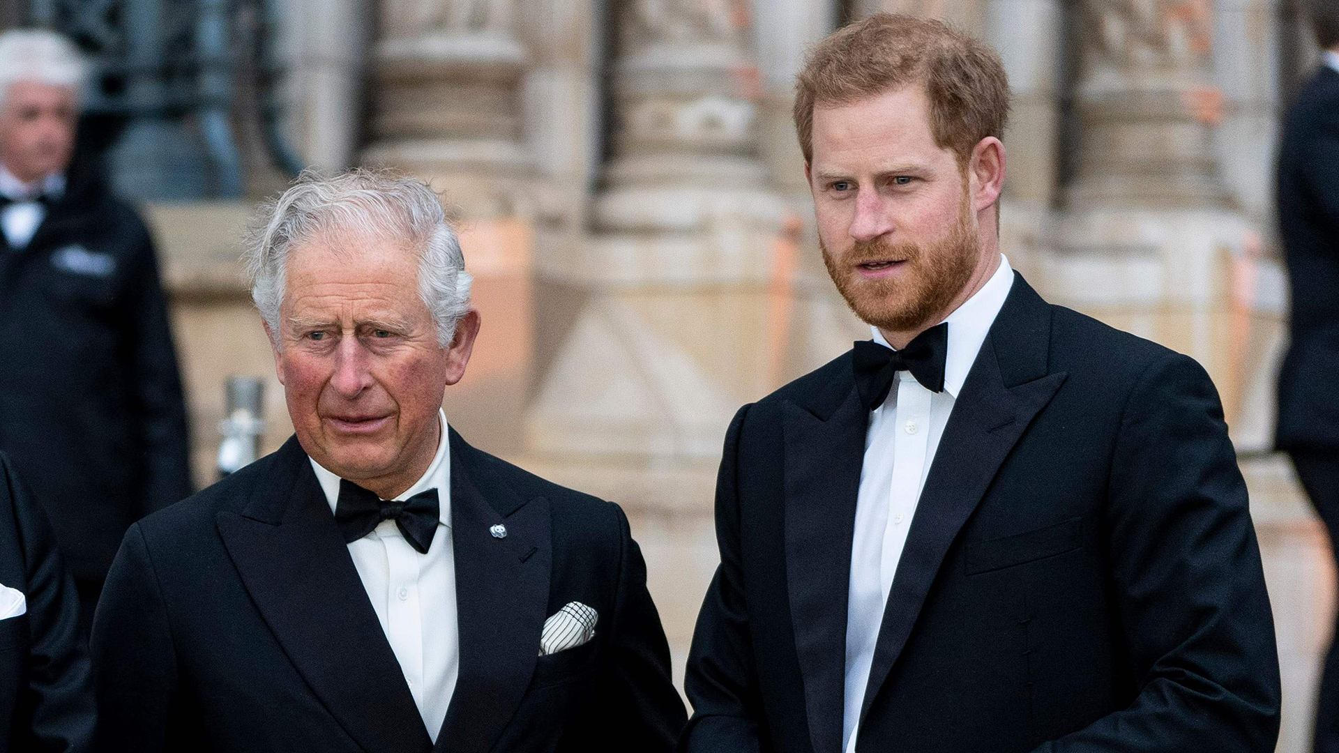 Britain's Prince William, Duke of Cambridge, British naturalist, documentary maker and broadcaster David Attenborough, Britain's Prince Charles, Prince of Wales and Britain's Prince Harry, Duke of Sussex, pose upon arrival for the Global Premiere of "Our Planet" in London on April 4, 2019.