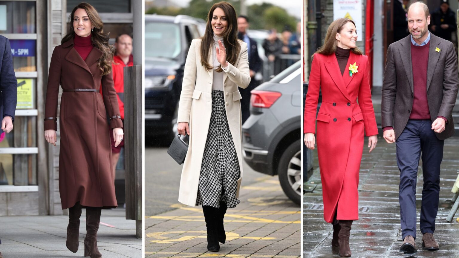 Kate Middleton’s suede knee highs are an ankle boot alternative A composite of three pictures of Kate Middleton wearing her brown and black Gianvito Rossi knee high boots on different occasions