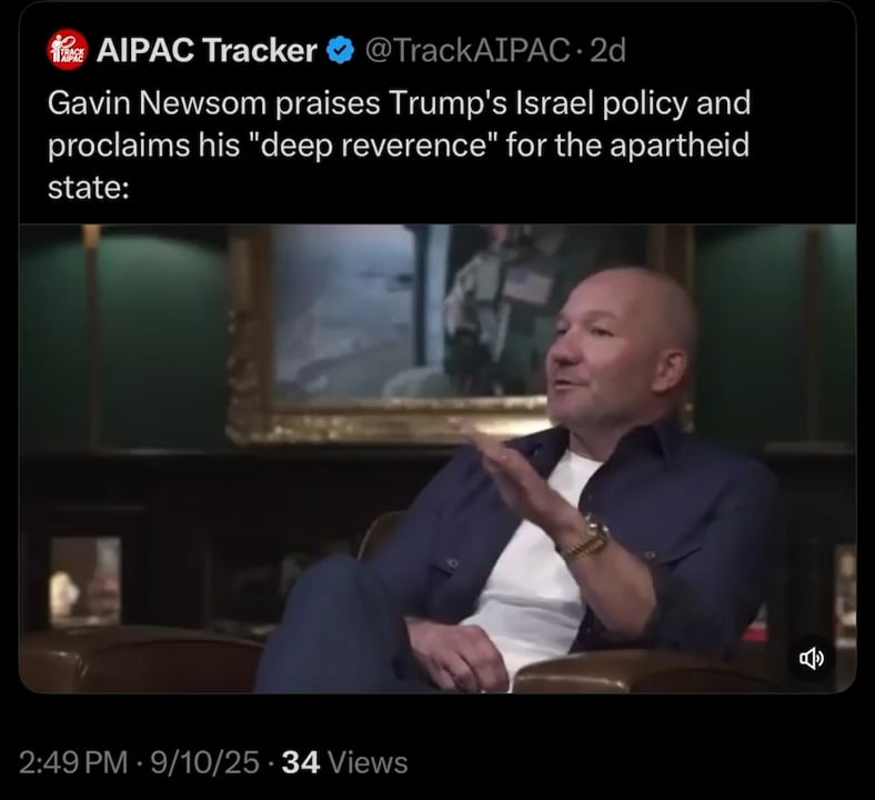 Gavin Newsom supporting Trumps Israel policy and Iran bombing.