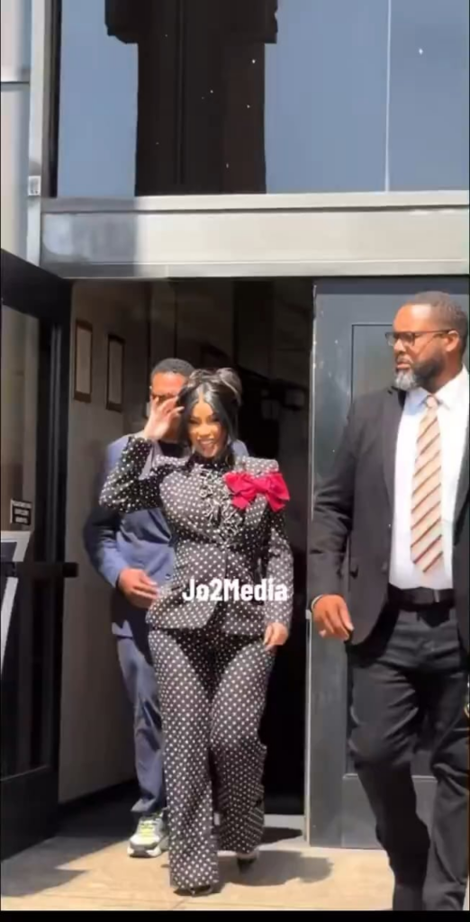 Cardi B throws a marker at a reporter for disrespecting her outside of the court house today