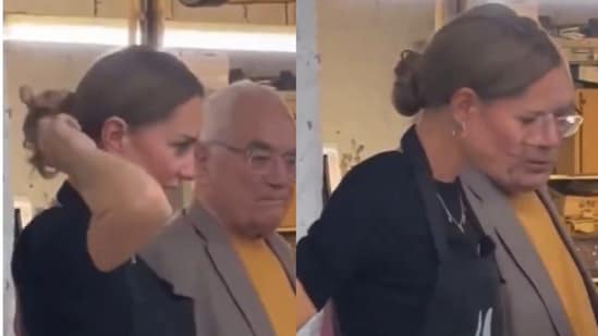 Kate Middleton pulled off a flawless no-hair-tie twist, and the internet loved it.(@RoyallyBelle_/X)