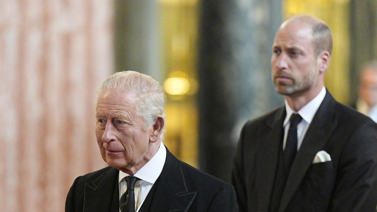King Charles III and William, Prince of Wales leave Westminster Cathedral on September 16, 2025 in London