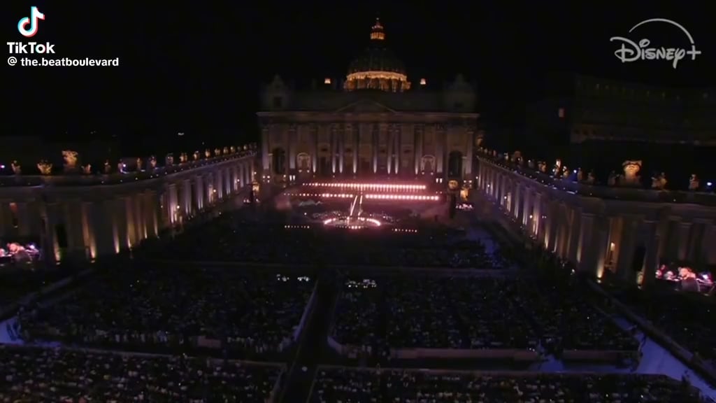 Clipse (Pusha T and Malice) and John Legend performing "The Birds Don't Sing" on St. Peter's Square as part of the Vatican's first concert of the century.