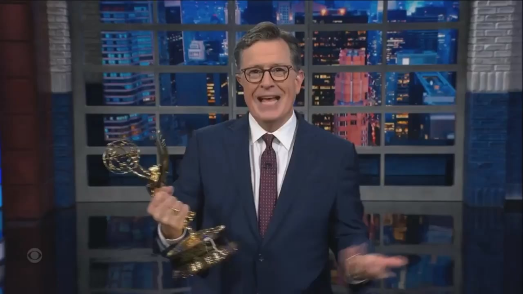 Stephen Colbert celebrates Jimmy Kimmel's return: “Yeah! Once more, I am the only martyr in late night! Wait. Unless... CBS, you want to announce anything? Still no? Right, 'cause the money thing. I forgot.”