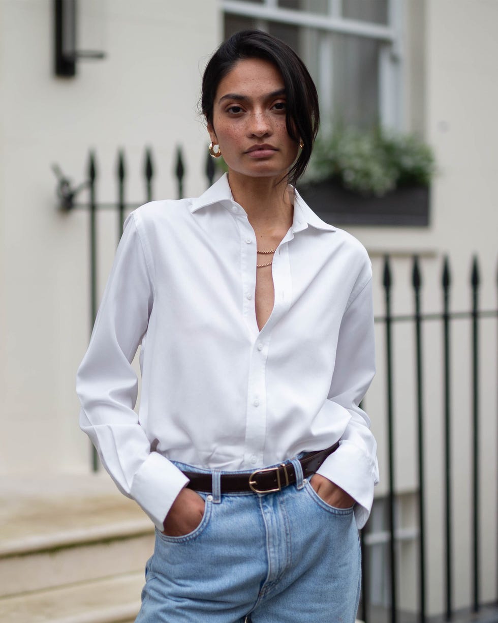 The Boyfriend Off-White Tencel Shirt