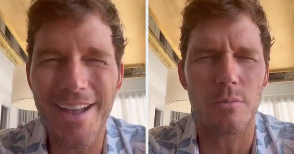 Chris Pratt Pretends To Close His Eyes In Prayer Video