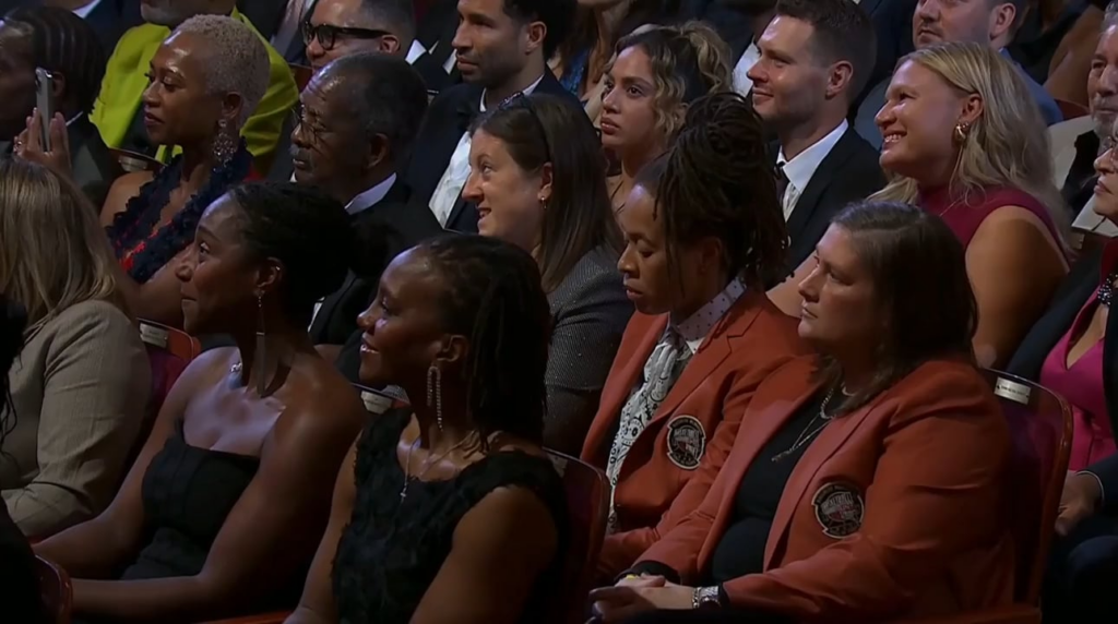 Sue Bird, wife of Megan Rapinoe, in her Basketball Hall of Fame induction speech: "As for professional soccer players, I didn't become one, but I scored one anyway."