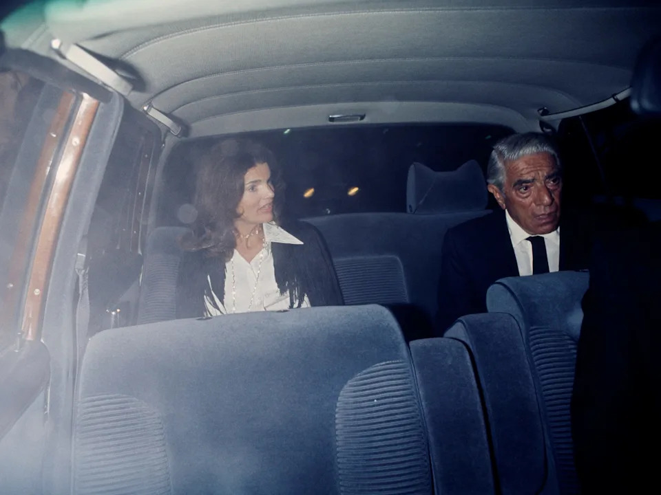 Jacqueline "Jackie" Bouvier Kennedy with her second husband Greek shipping magnate Aristotle Socrates Onassis.