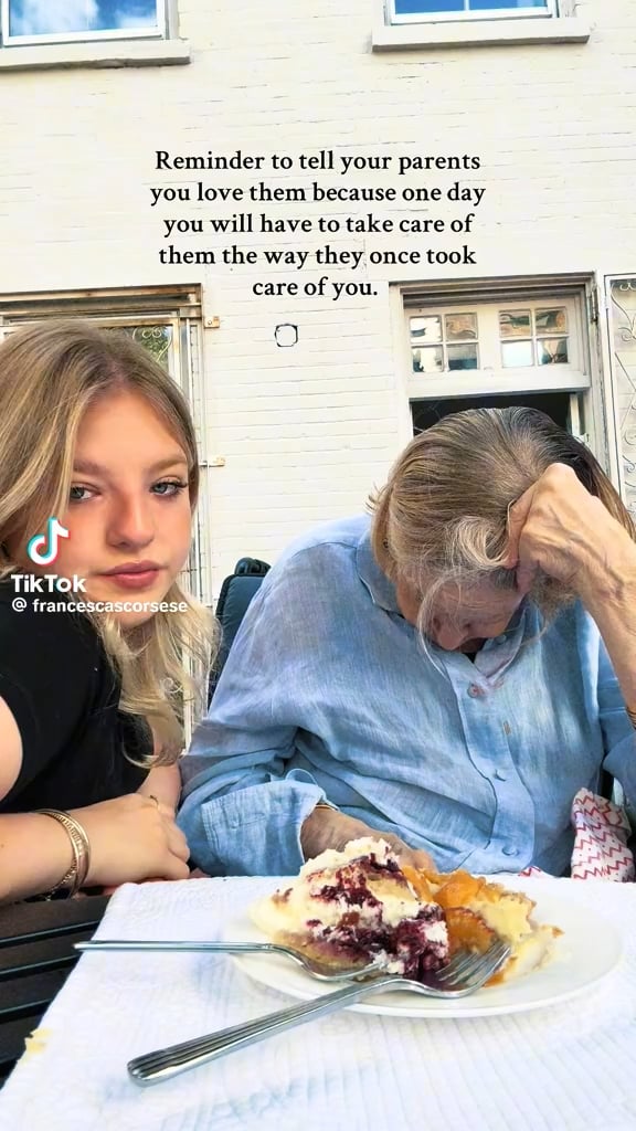 Francesca Scorsese via TikTok: "Reminder to tell your parents you love them because one day you will have to take care of them the way they once took care of you."