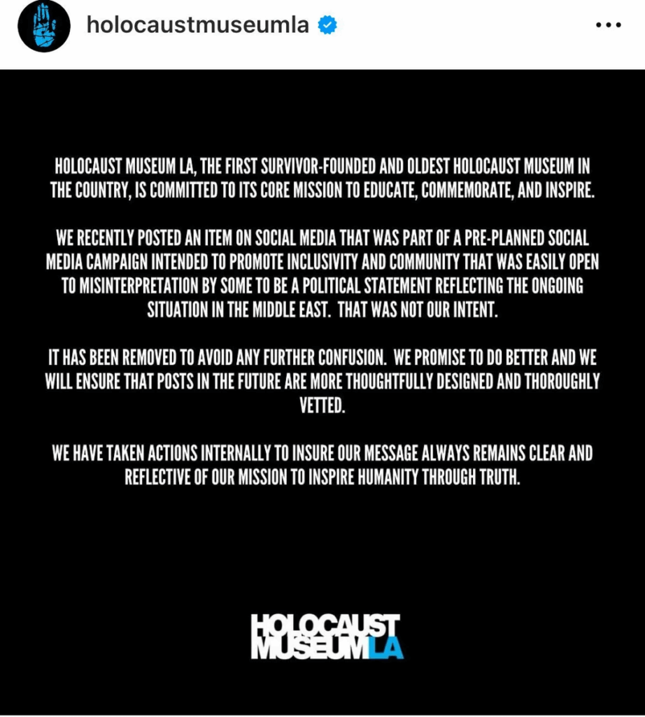 Holocaust Museum LA capitulated to the Zionists