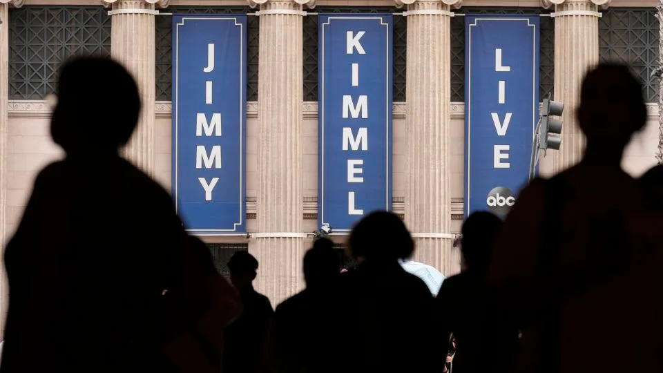 People walk by the Jimmy Kimmel Live studio on Hollywood Blvd., Wednesday, Sept. 17, 2025, in Los Angeles. - Chris Pizzello/Invision/AP