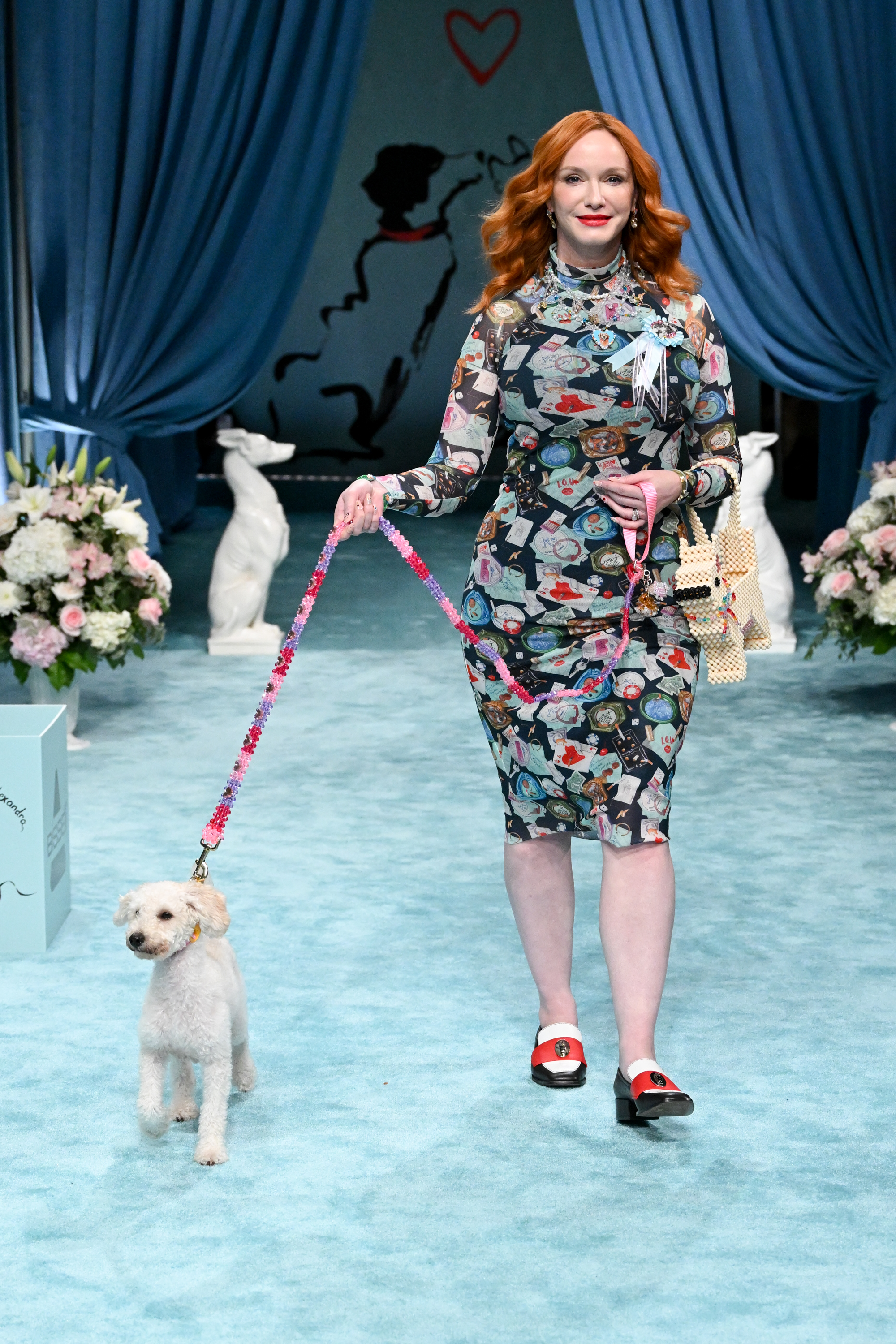 Christina Hendricks on the runway at the Susan Alexandra x Rachel Antonoff Dog Show during New York Fashion Week held at St. Ann's Warehouse on September 10, 2025 in New York, New York.