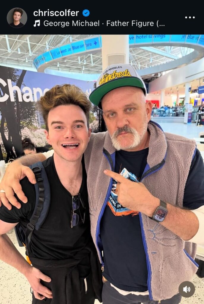 On screen “Glee” Father & Son Co-stars Chris Colfer and Mike O’Malley reunite in a new photo
