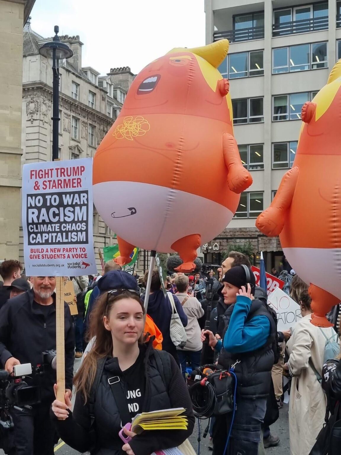 The baby Trump balloon is back on the streets of London as people protest his state visit