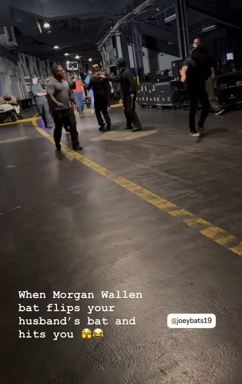 Morgan Wallen's imitation of retired MLB player Jose Bautista's celebratory bat flip results in Bautista's wife Neisha being hit upon release