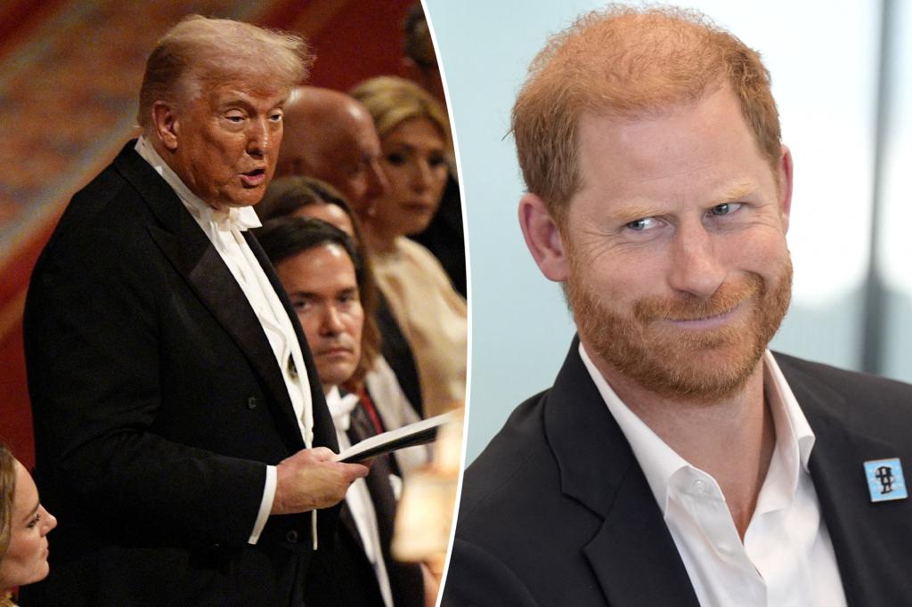 Donald Trump disses Prince Harry during state banquet with William, King Charles