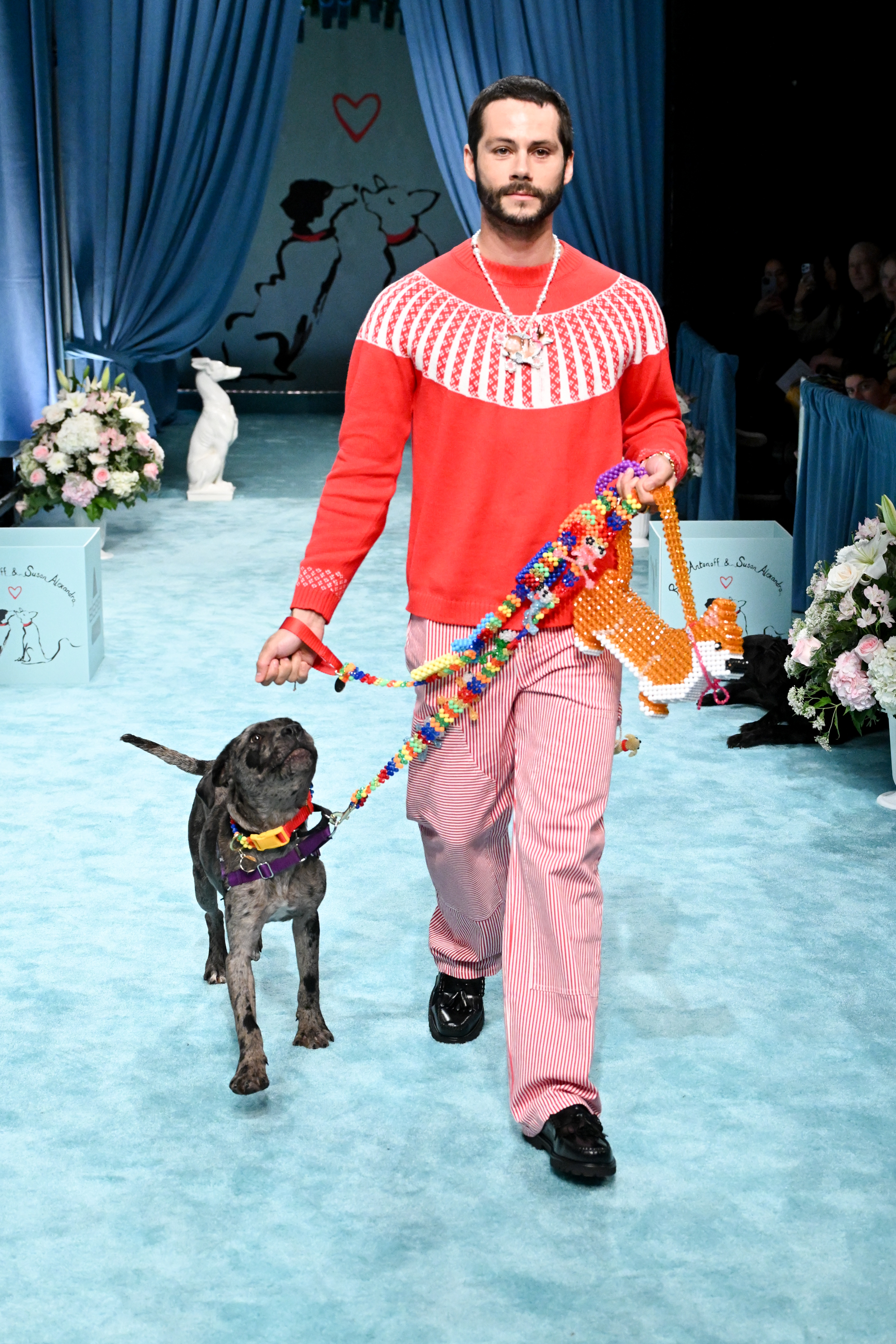 Dylan O'Brien on the runway at the Susan Alexandra x Rachel Antonoff Dog Show during New York Fashion Week held at St. Ann's Warehouse on September 10, 2025 in New York, New York. 