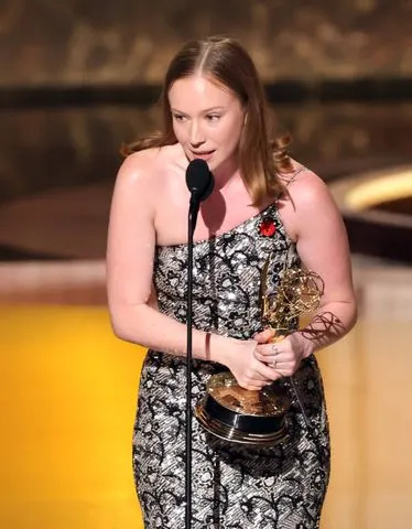 Getty Hannah Einbinder during her acceptance speech at the Emmys 2025