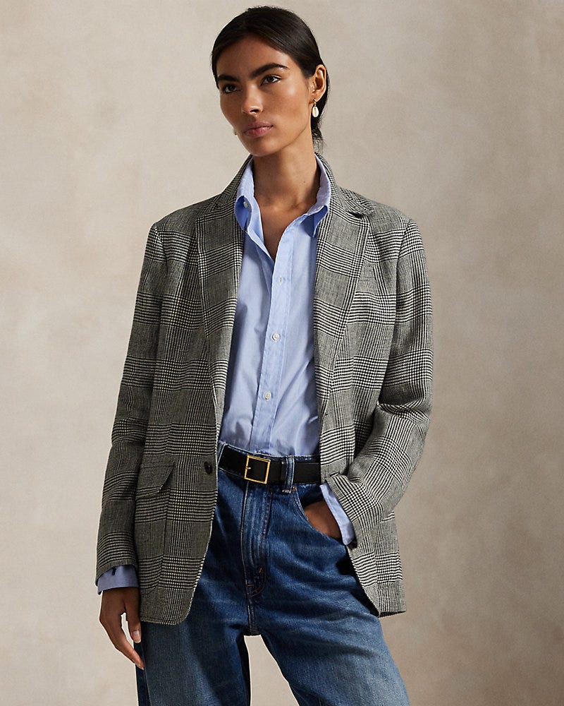Glen Check Linen Tweed Blazer